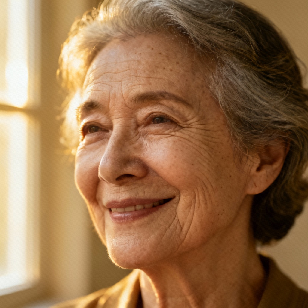AI elderly portrait with soft light and natural expression