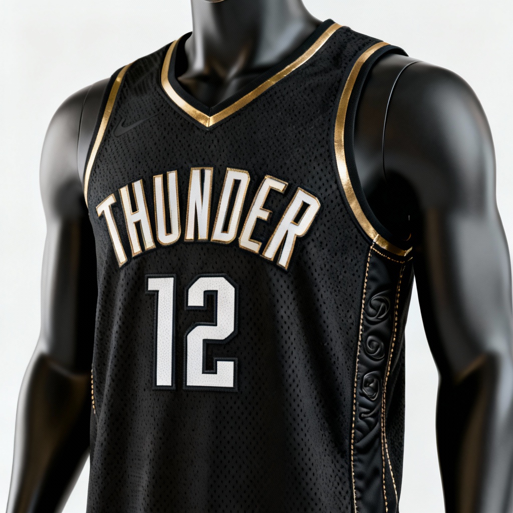 AI generated black and gold basketball jersey front view mockup