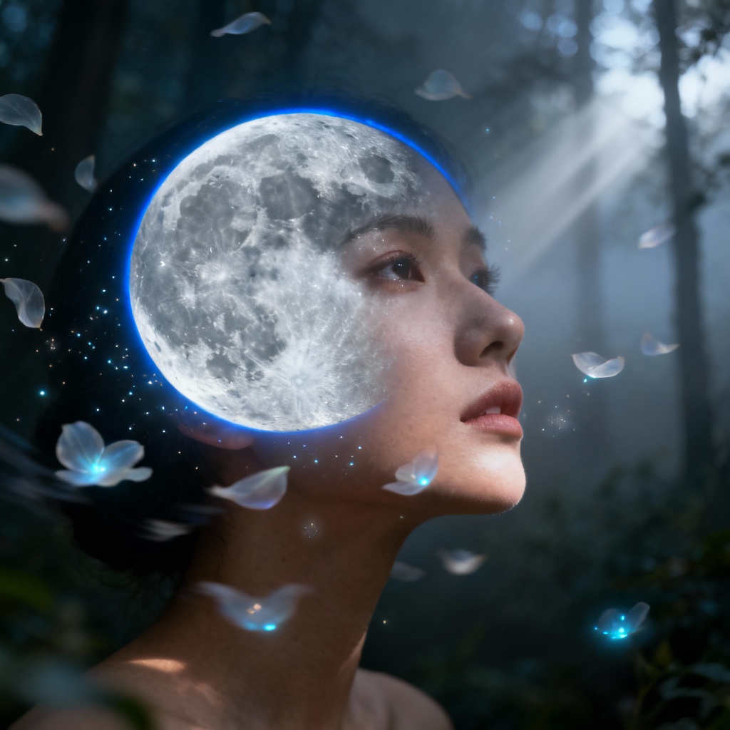 Moonlit silver aura portrait