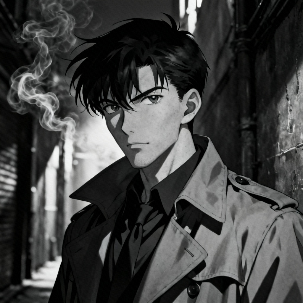 AI anime to real detective portrait