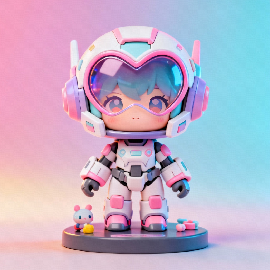 AI chibi mecha pilot action figure with super deformed style