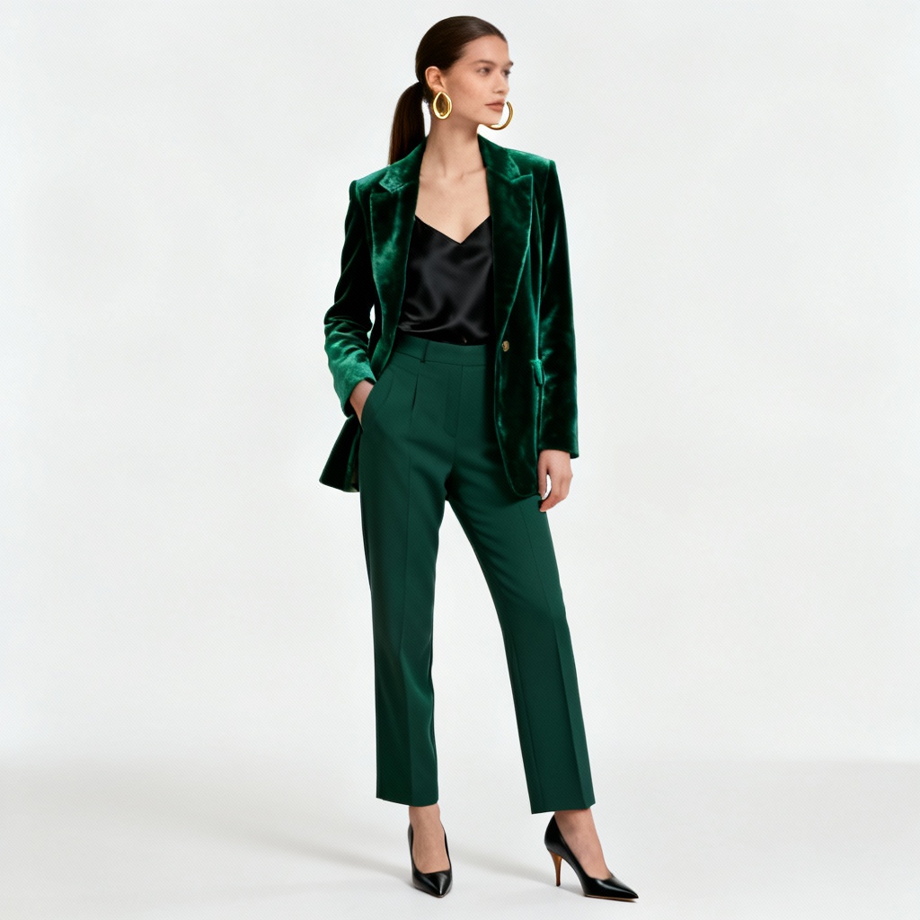 AI office Christmas party outfit with velvet blazer