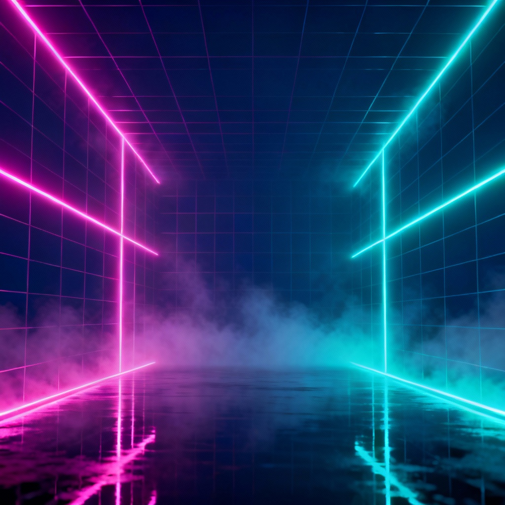 AI neon cyber grid background