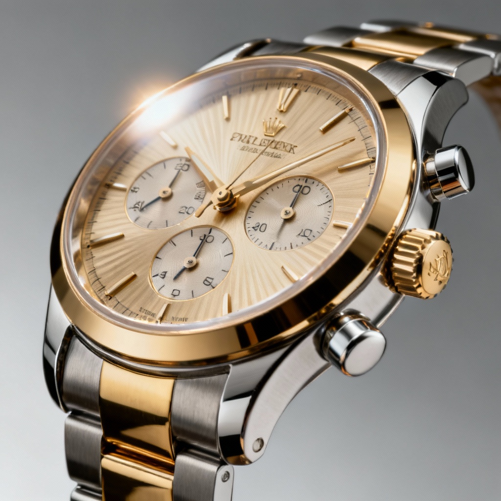 AI Rolex-style two-tone luxury chronograph watch image