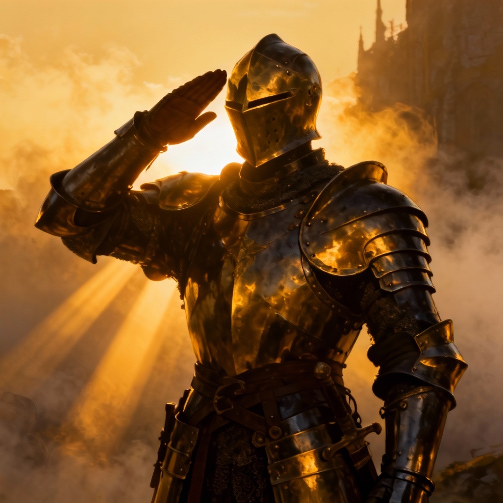 AI Fantasy Knight Saluting