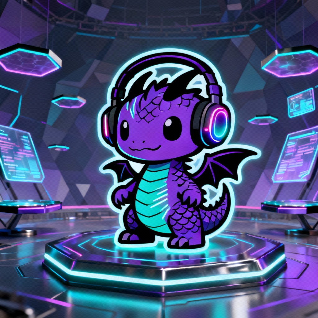 AI dragon eSports pet mascot with headset