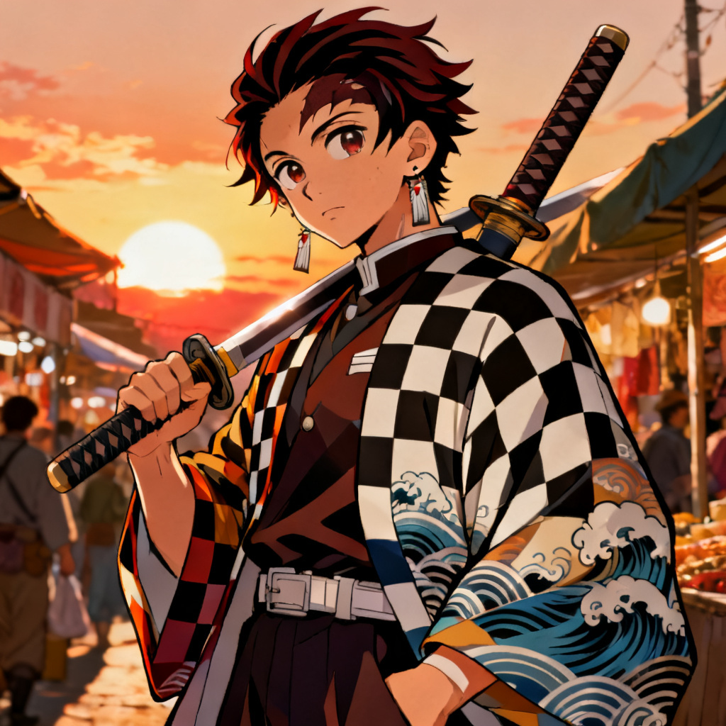 AI Demon Slayer OC with custom haori pattern