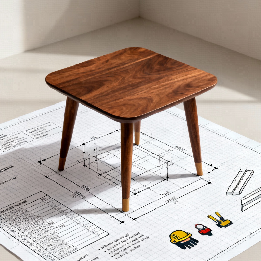 AI woodworking plan for a mid century side table