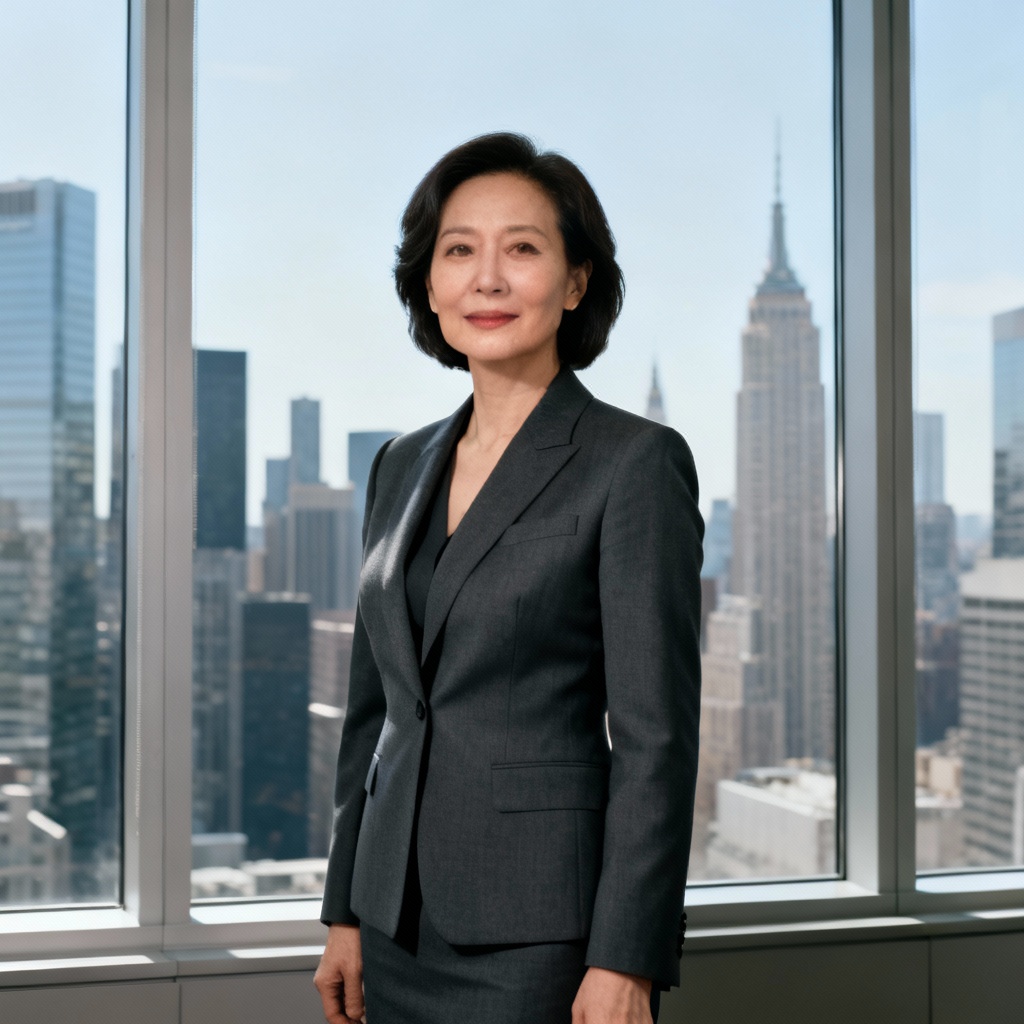 AI MILF portrait in a tailored business suit