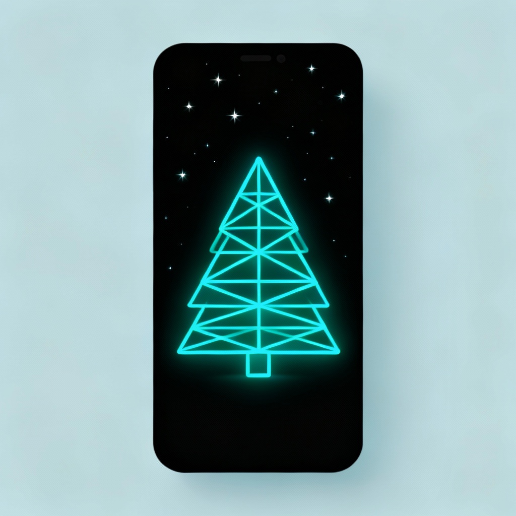 Dark mode minimalist starry night Christmas tree wallpaper aesthetic