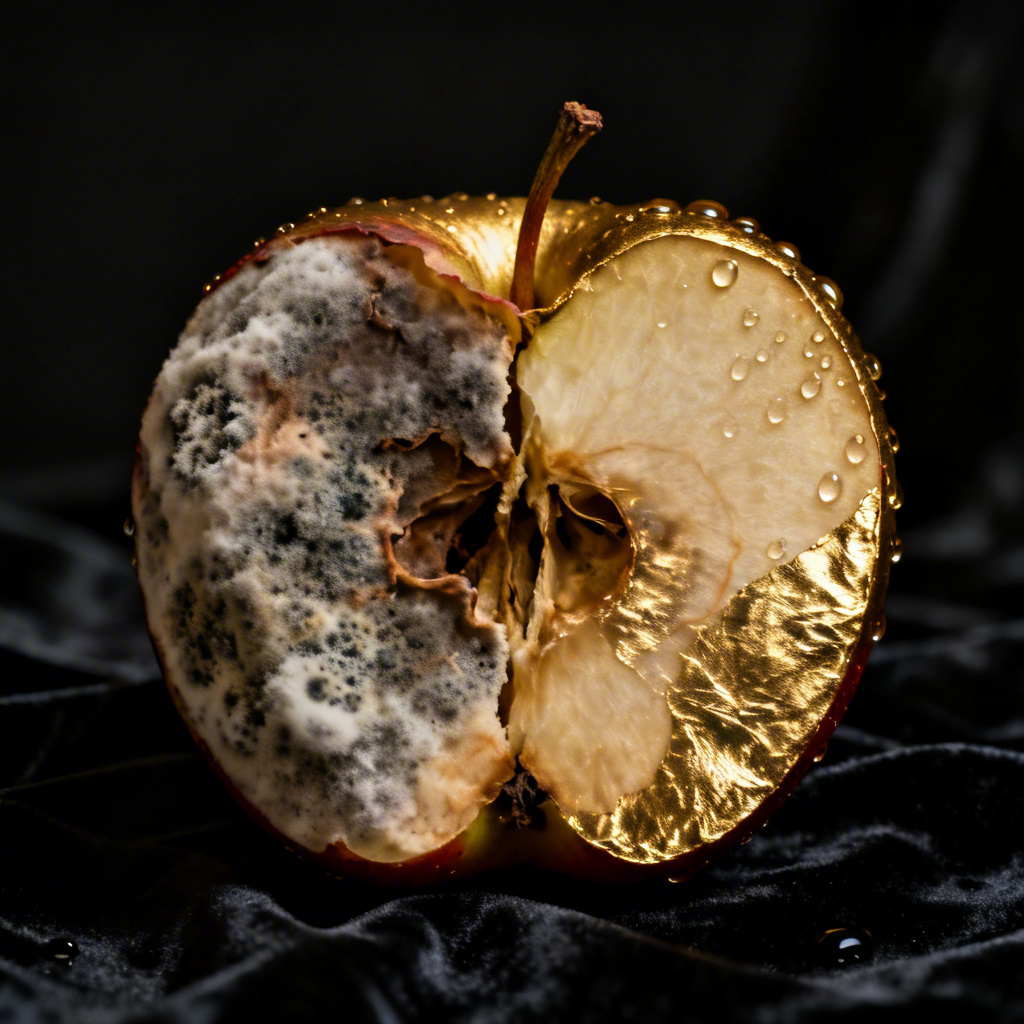 AI Photoreal Rot and Gold Apple