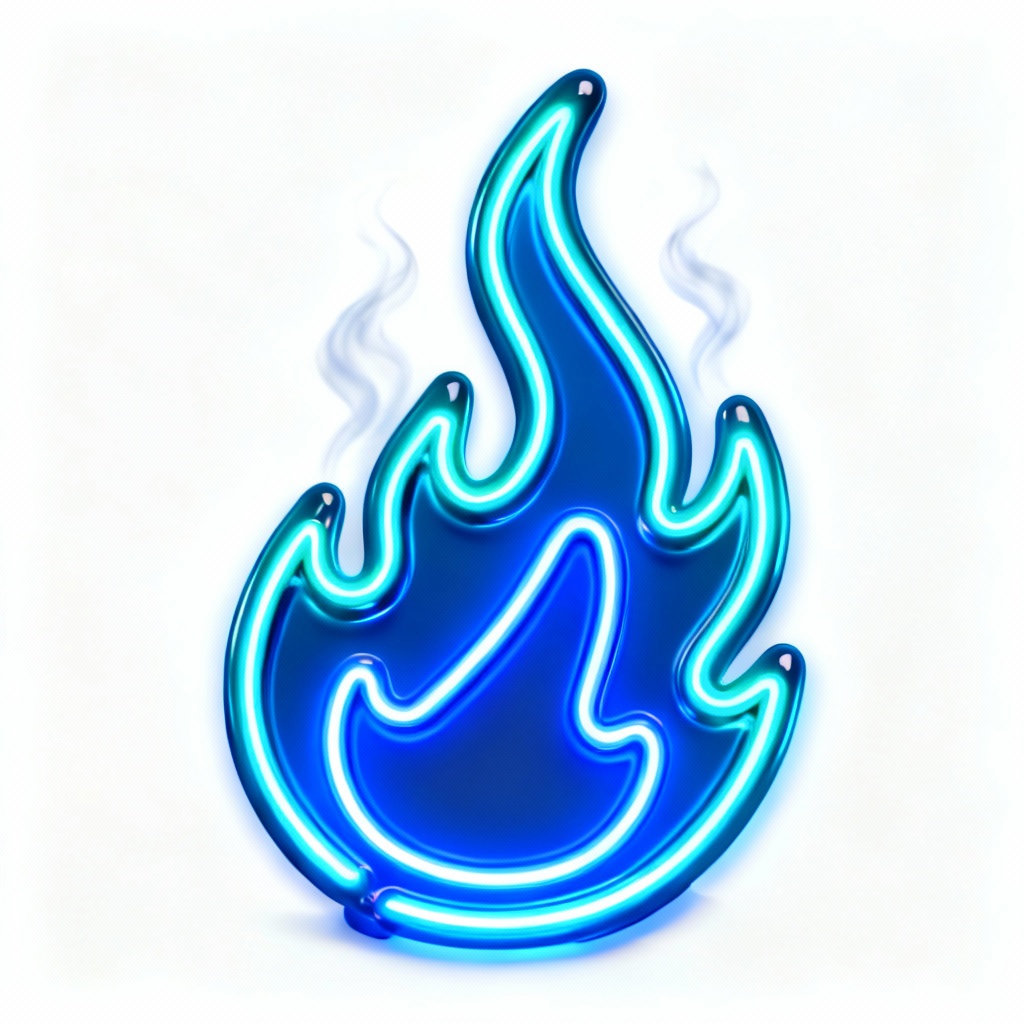 Blue neon flame PNG overlay with alpha channel