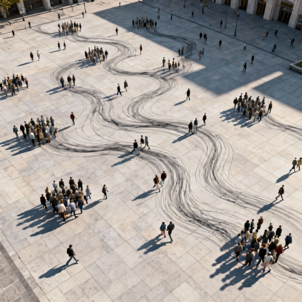 AI top-down pedestrian crowd flow