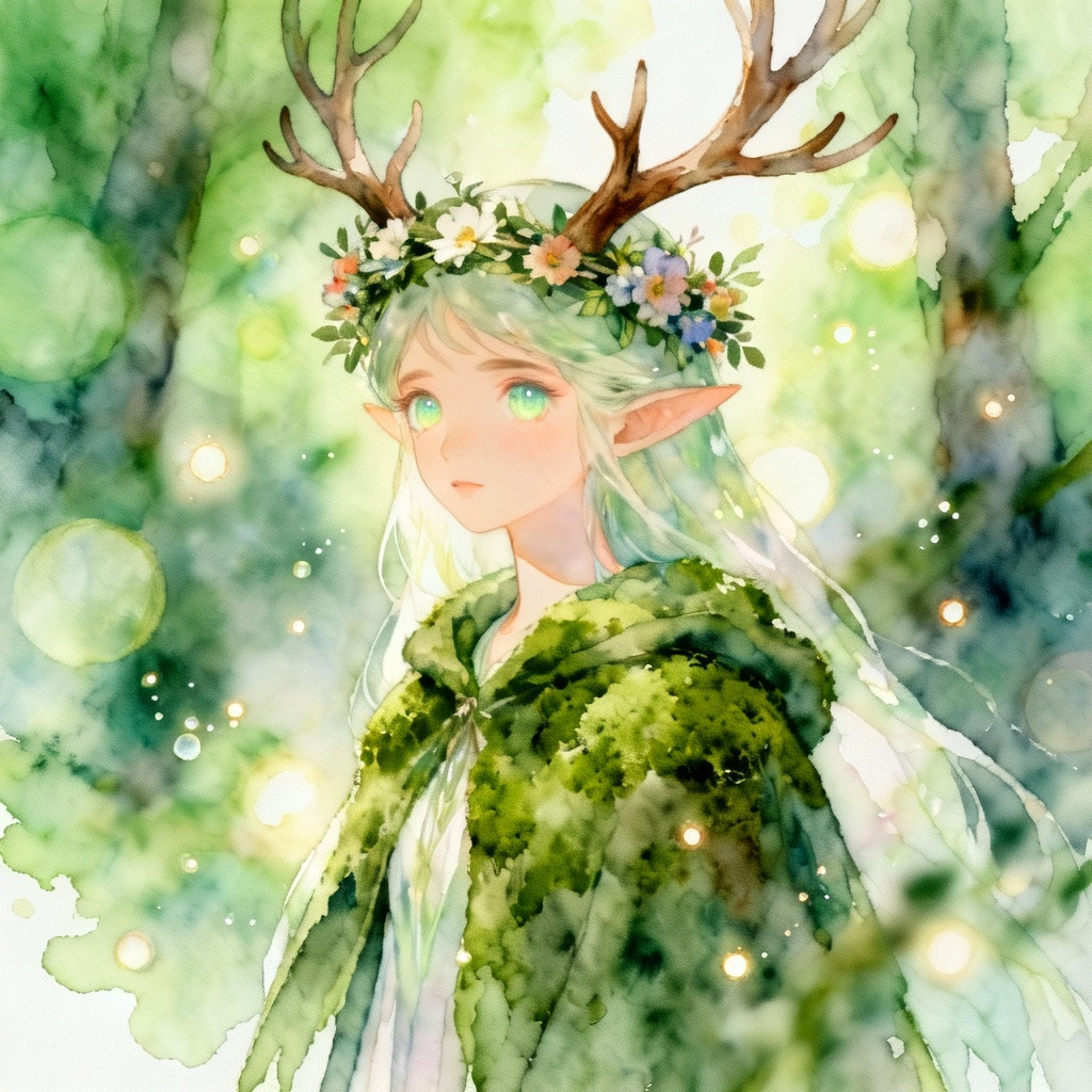 AI NPC portrait of a forest spirit guide