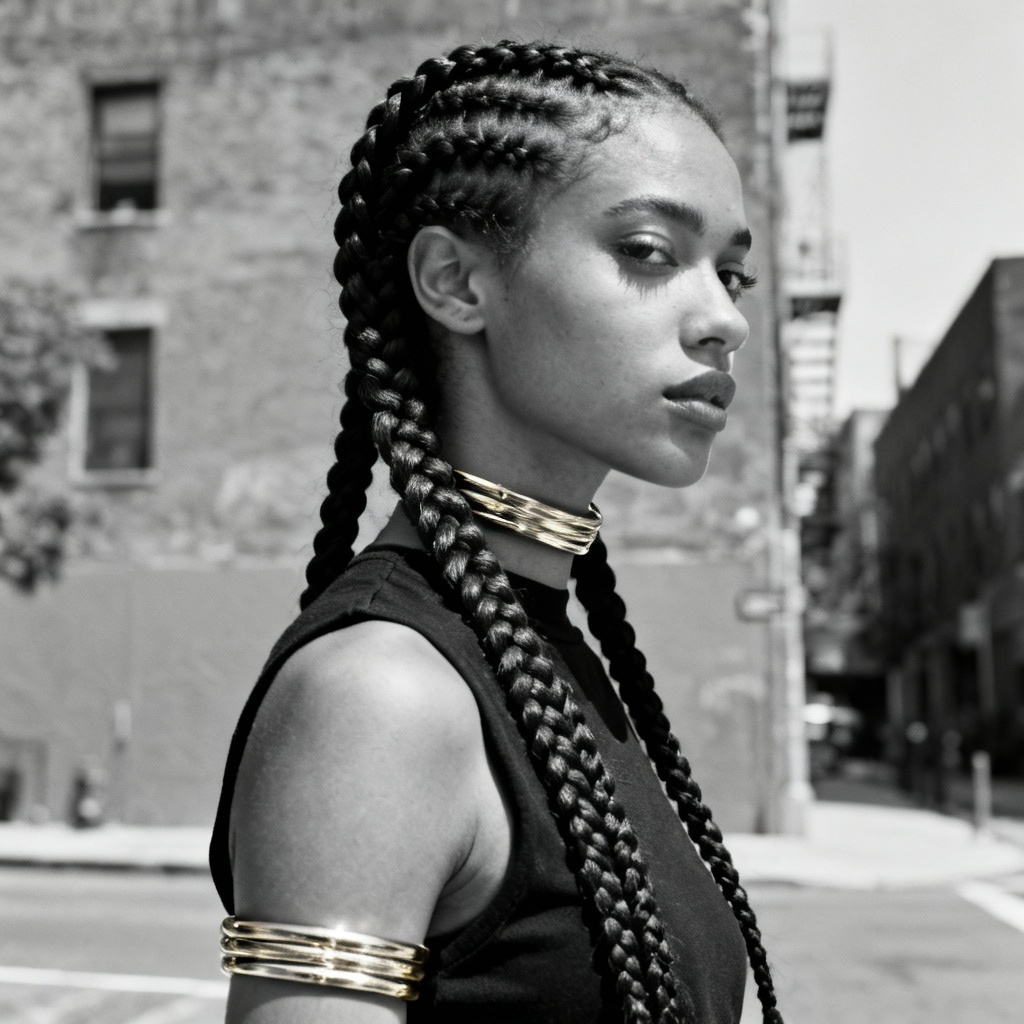AI fashion image with box braids