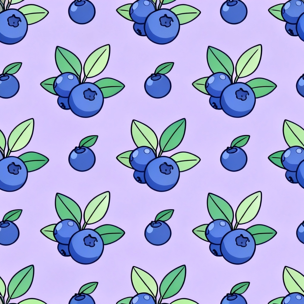 AI seamless blueberry pattern on pastel background