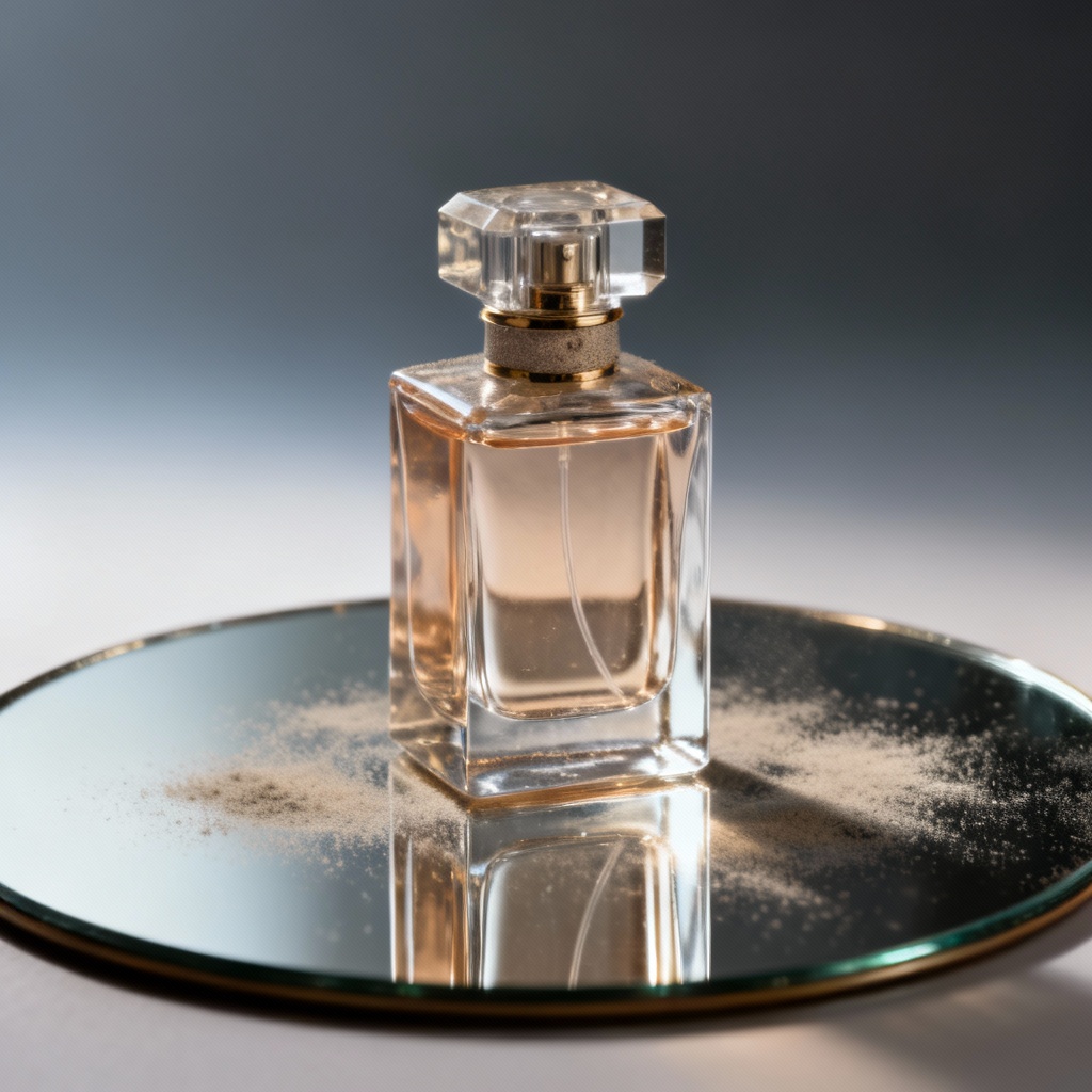 AI reflective product mockup on mirrored surface