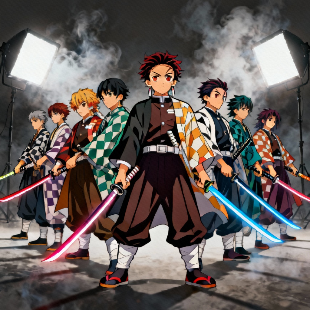 AI Hashira inspired team poster with swords