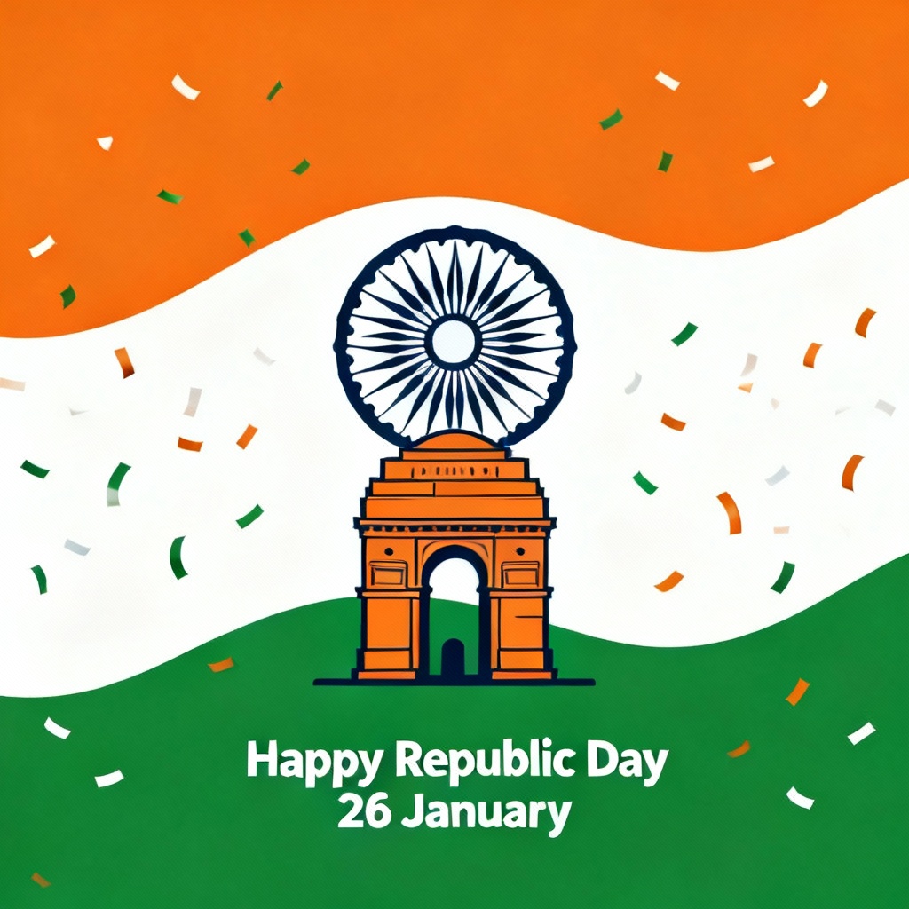AI Republic Day Parade Poster With Tricolor And Ashoka Chakra