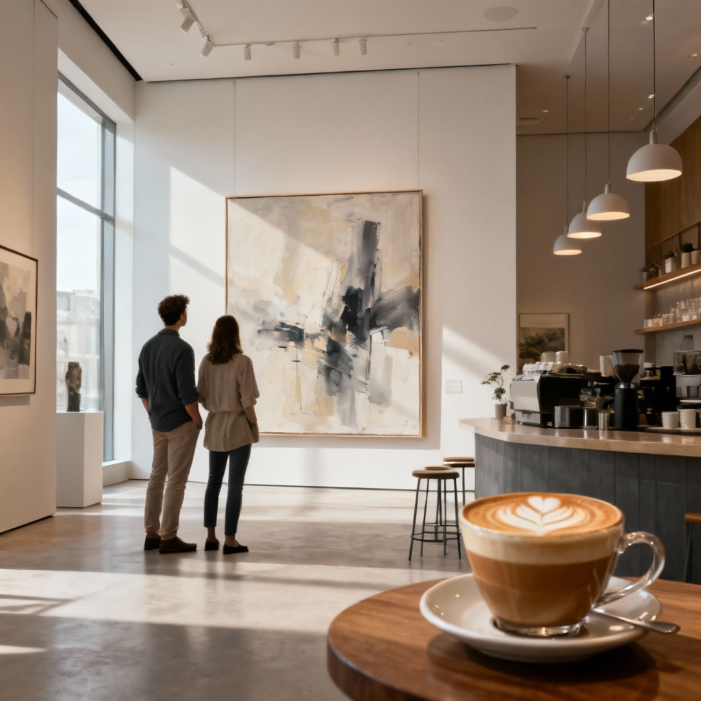 AI wonderful weekend museum and coffee date visual