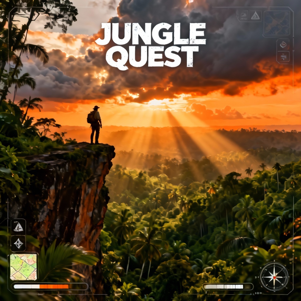 AI adventurous theme jungle expedition poster
