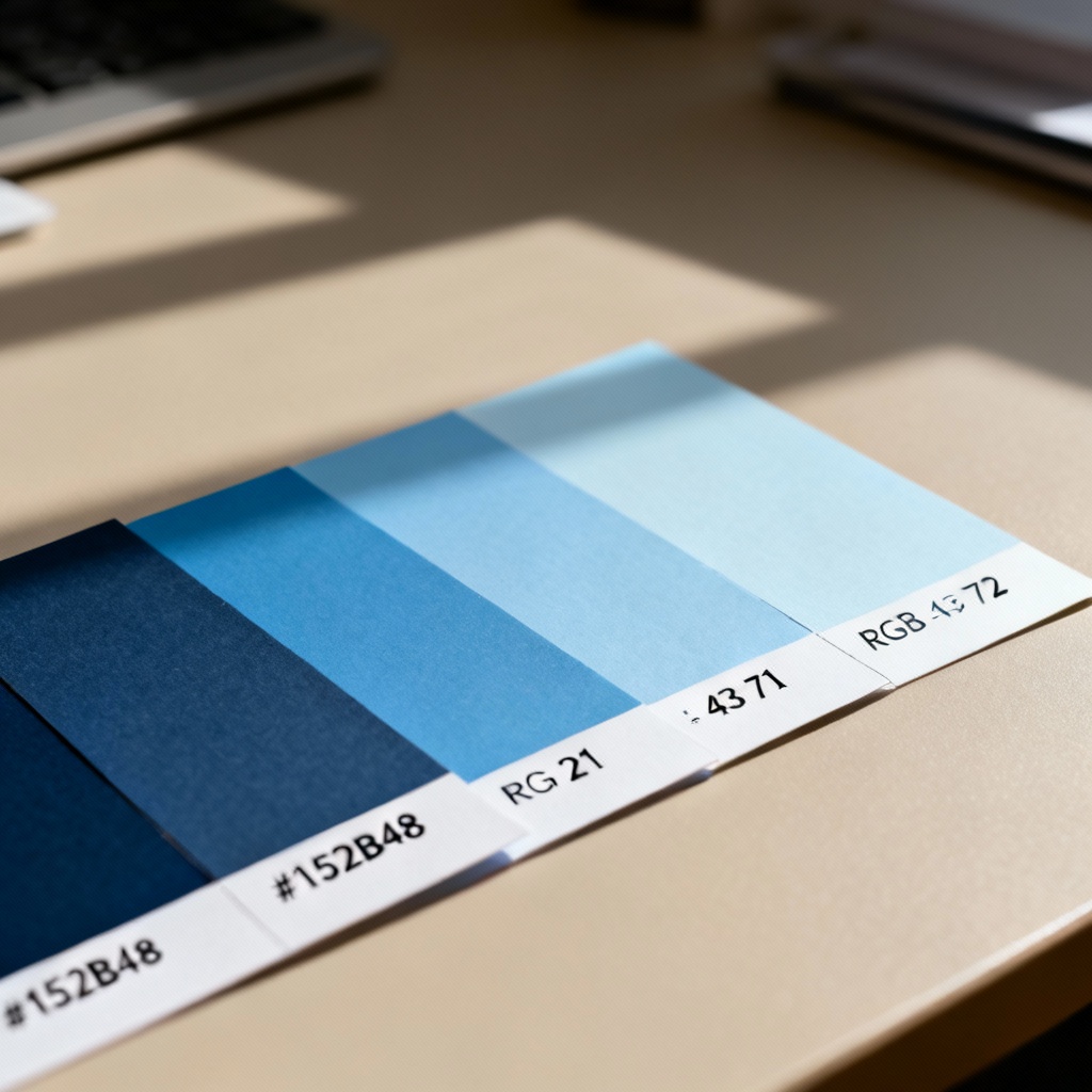 AI blue shades palette preview with hex codes