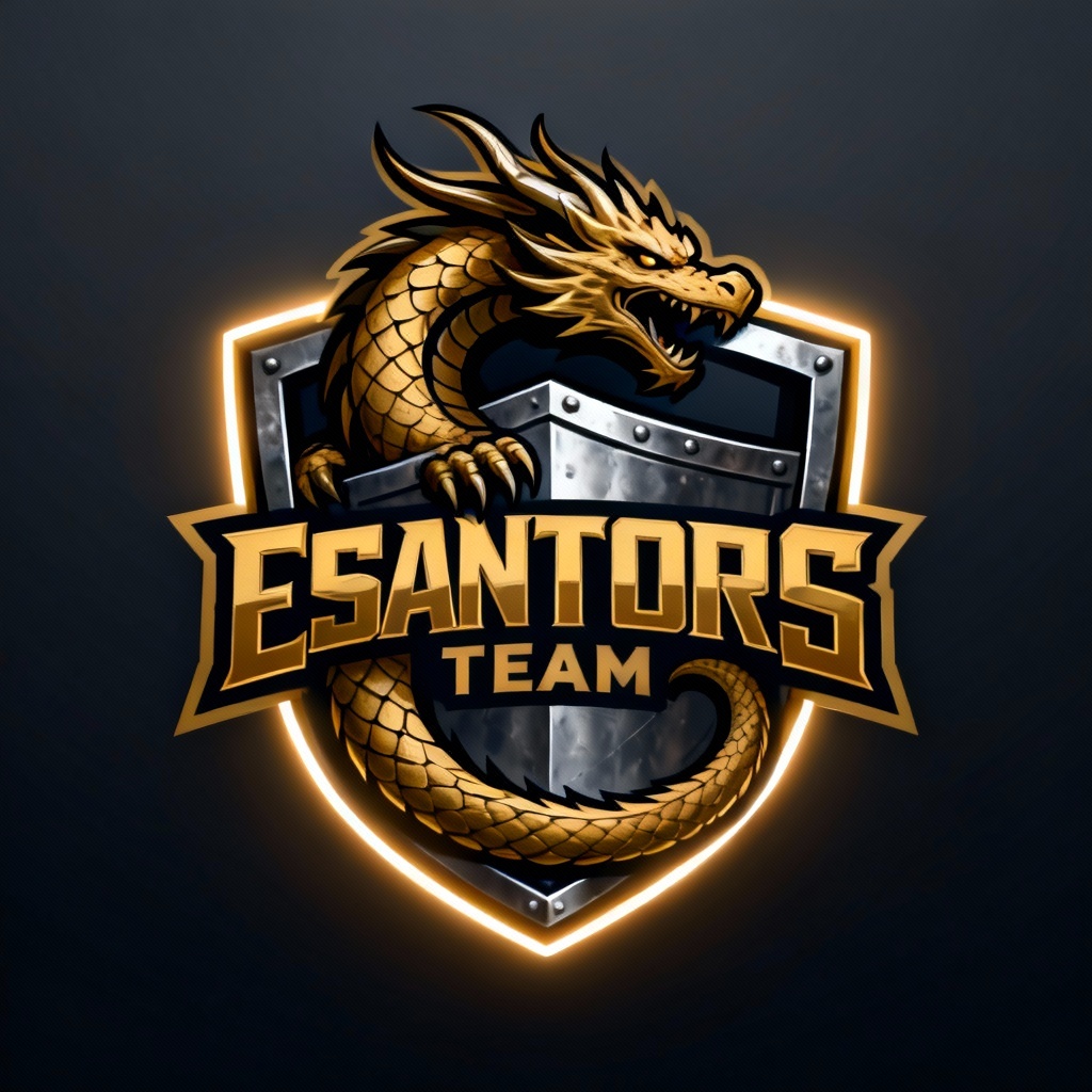 AI fantasy team logo featuring a dragon and shield