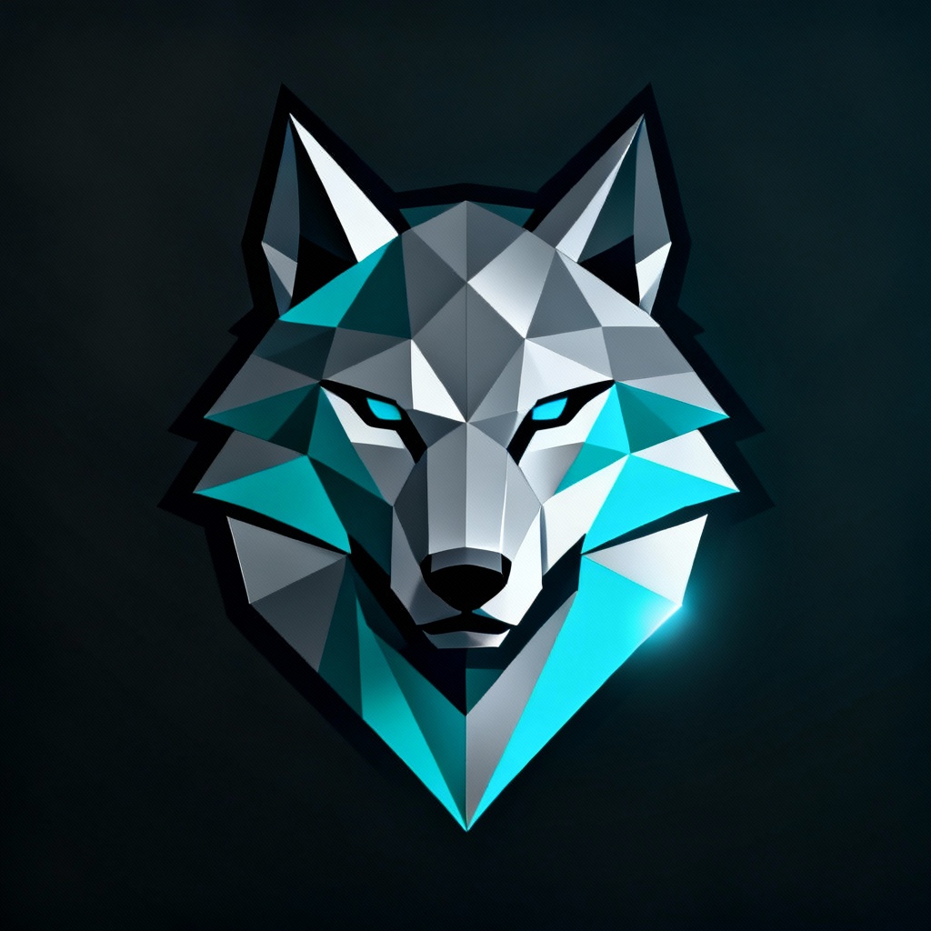 AI low-poly wolf mascot illustration