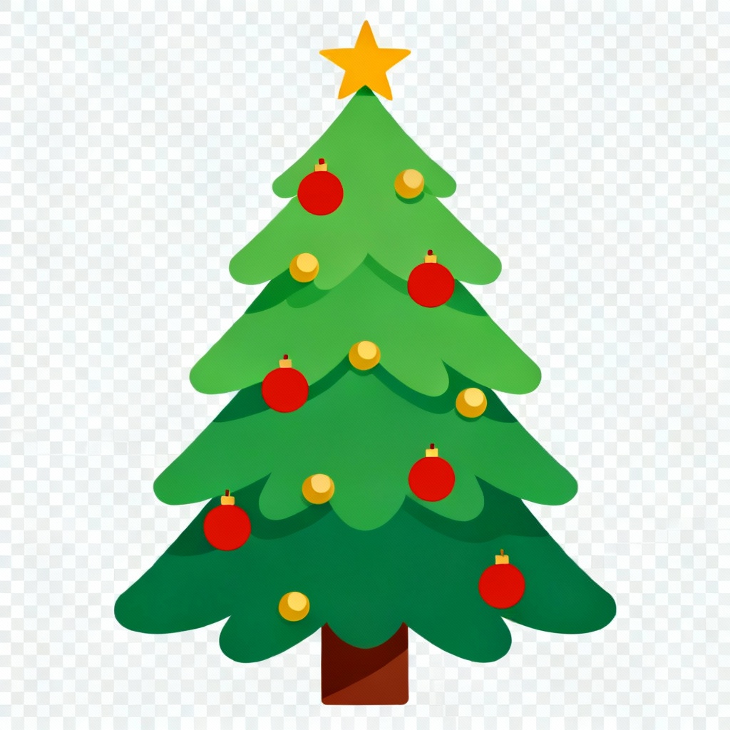 Classic evergreen Christmas tree clipart with ornaments