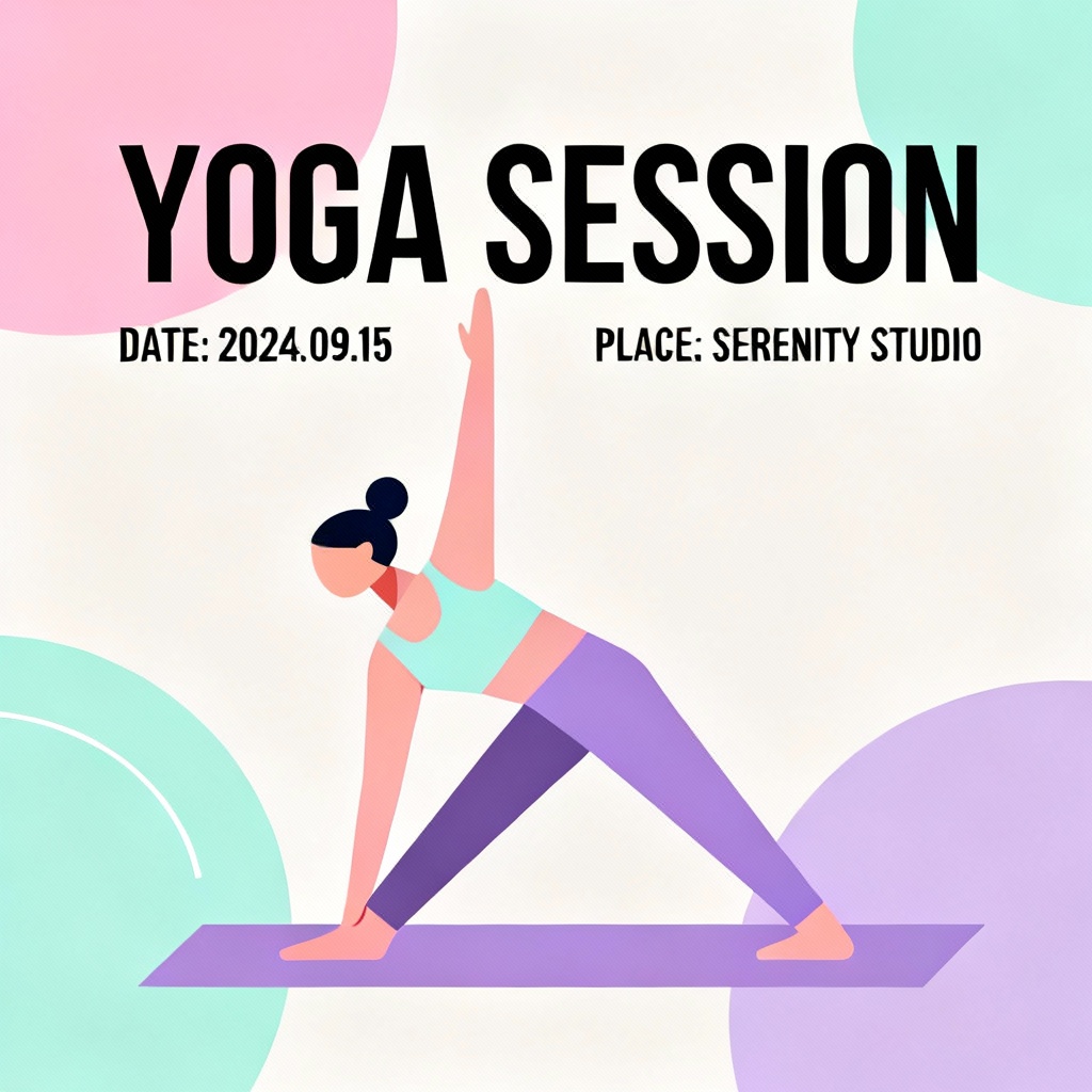Minimalist AI yoga flyer with Triangle Pose illustration
