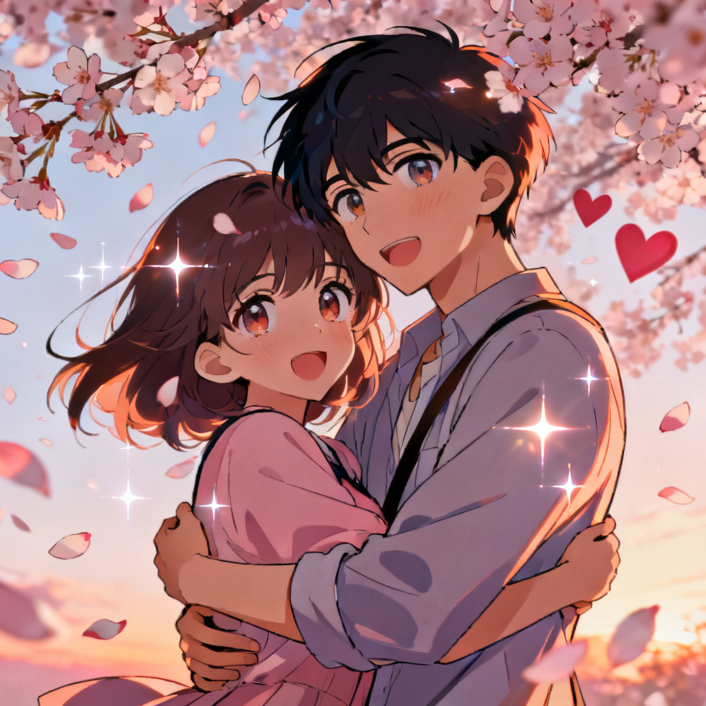 AI anime couple anniversary illustration