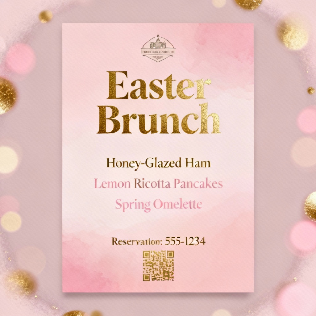 AI easter-promotion-poster elegant gold foil brunch