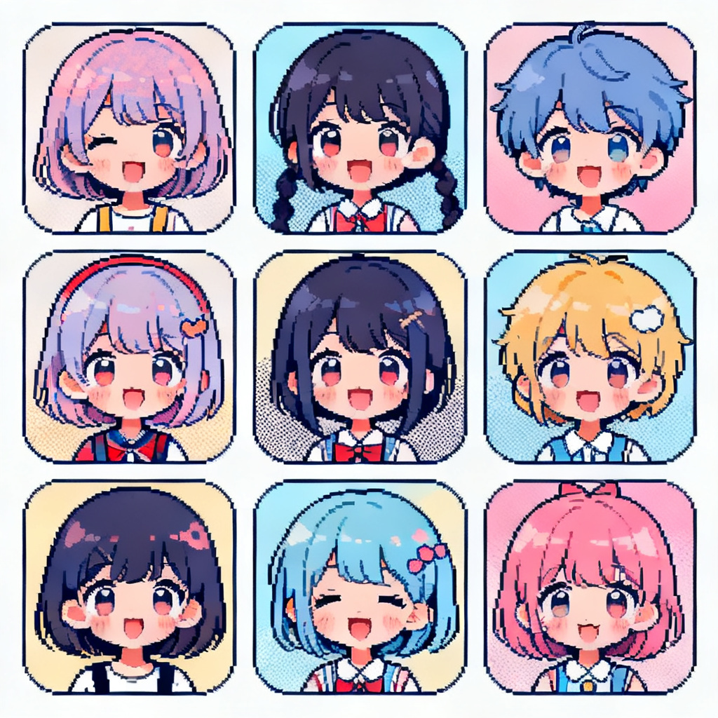Collage of AI-generated OC avatars from the piccrew oc maker