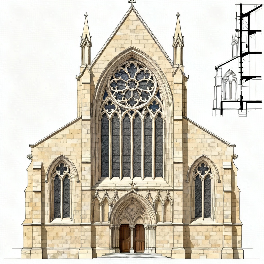 AI Gothic tracery window detail