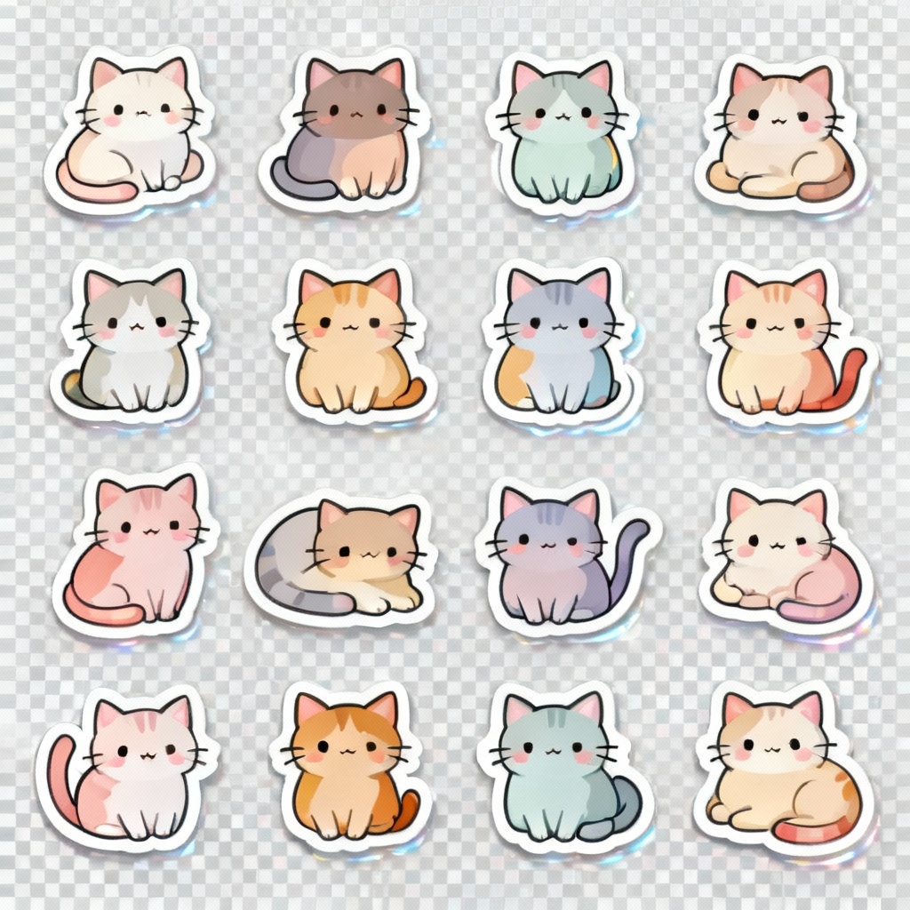 AI Kawaii Cat Sticker Sheet