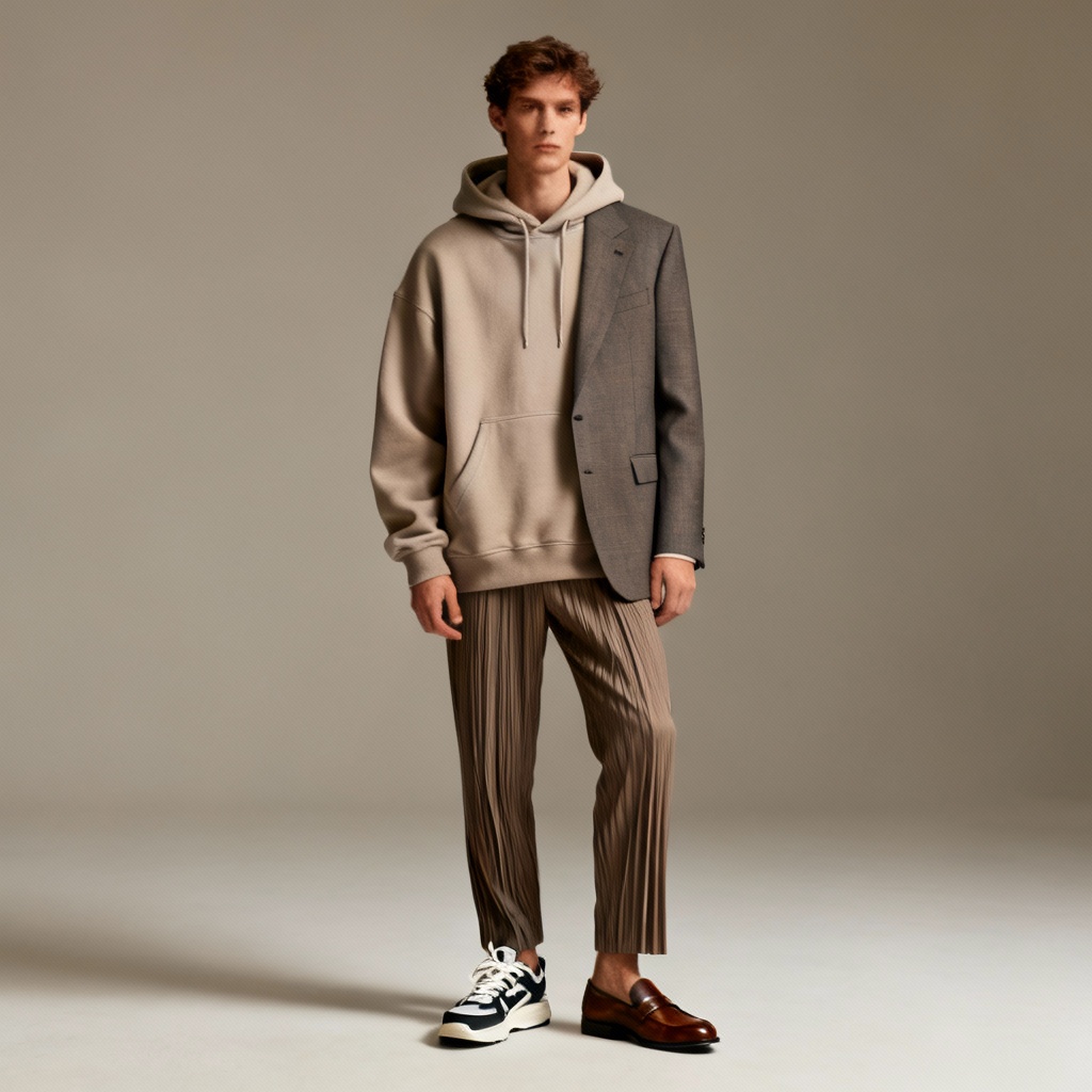 AI streetwear to formal outfit morph