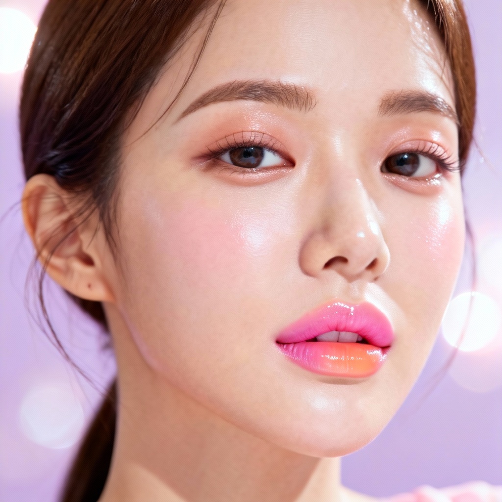 K-beauty glass skin editorial portrait