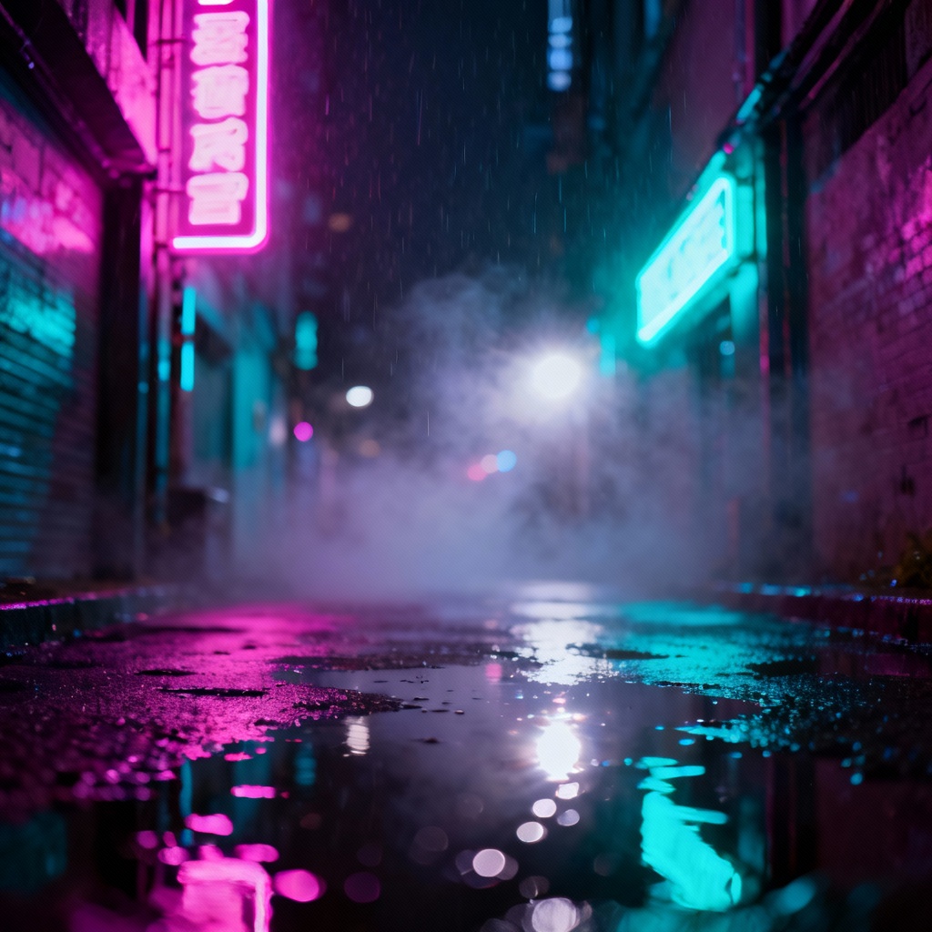 AI neon glow portrait in cyberpunk alley