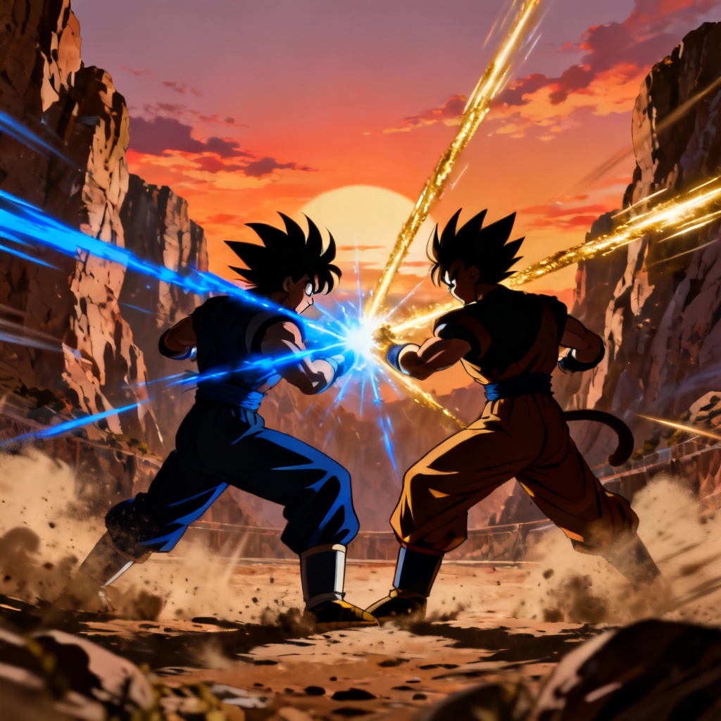 AI Ki Blast Showdown Sunset Image