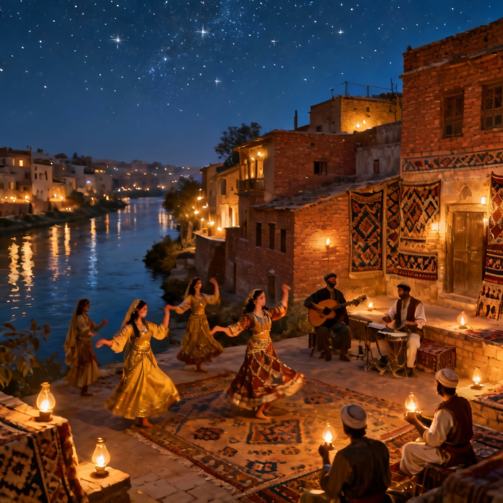 AI Indus Valley Night Festival Scene