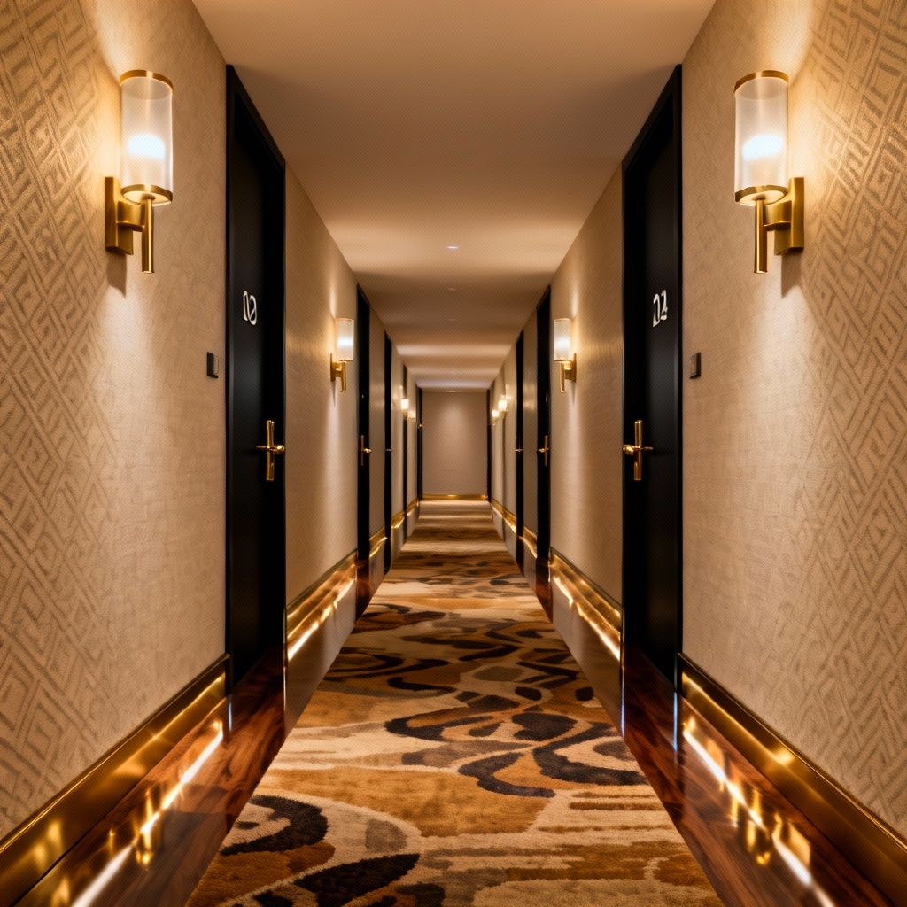 AI modern hotel corridor render with warm lights