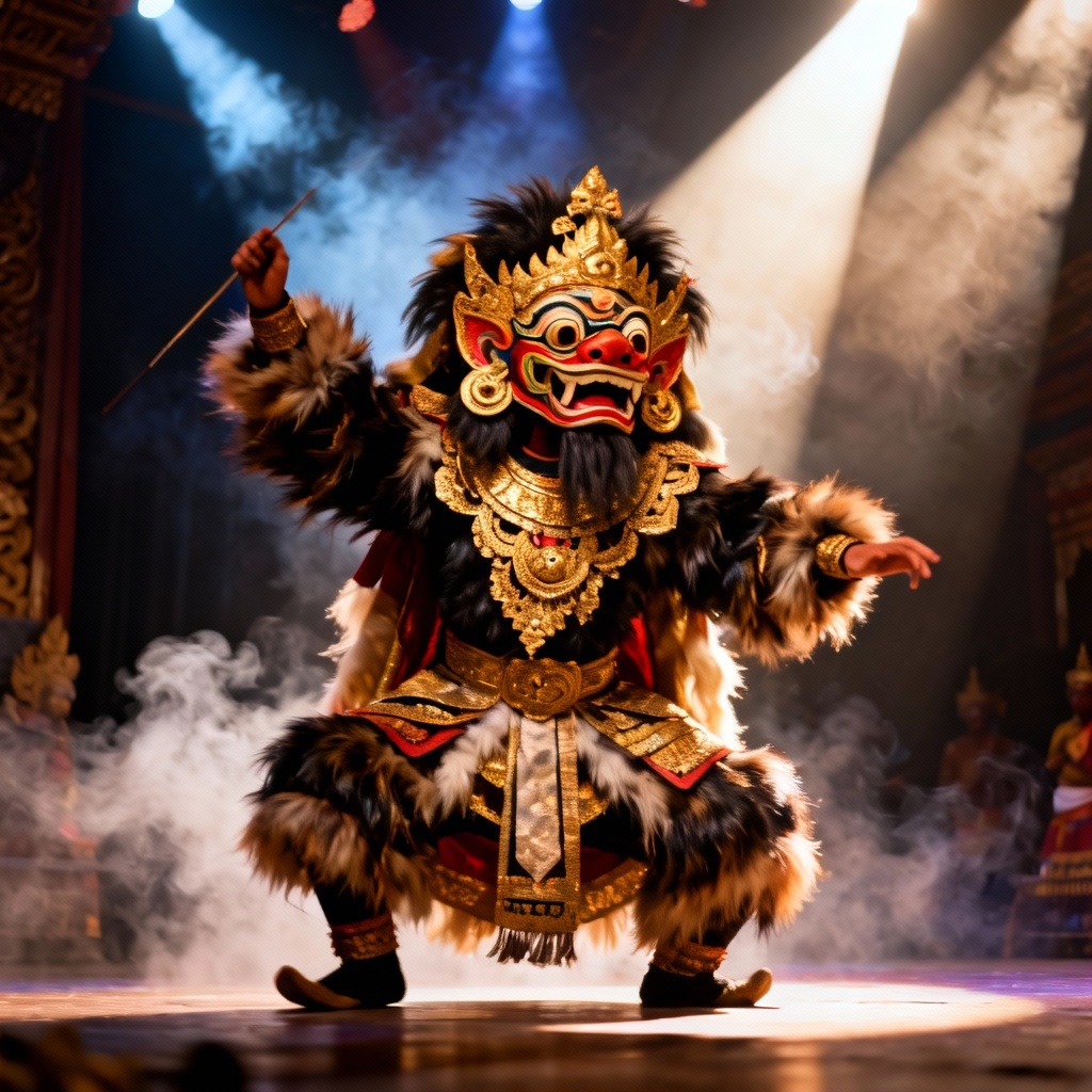 AI rod puppet Barong character on stage