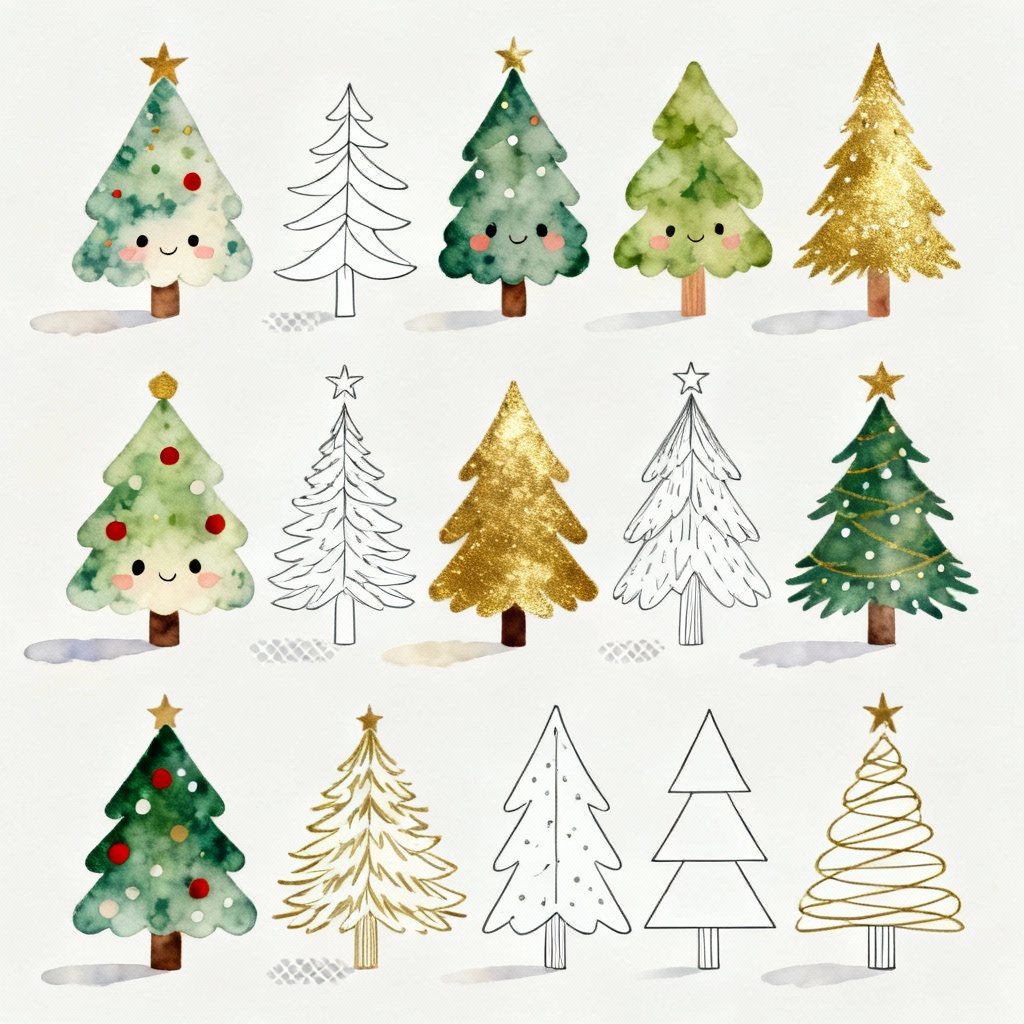 Variety of Christmas tree clipart styles ready for download
