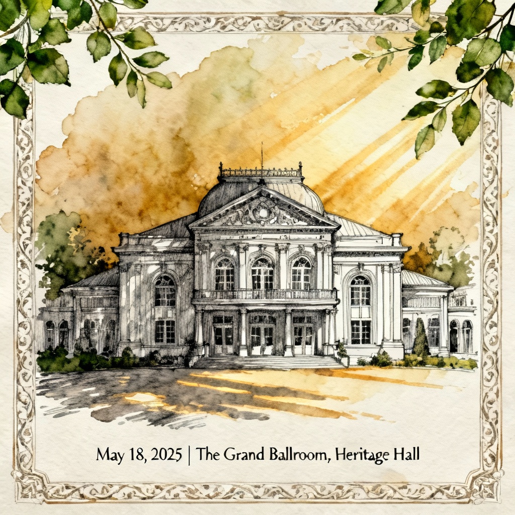 AI Wedding Venue Illustration Print