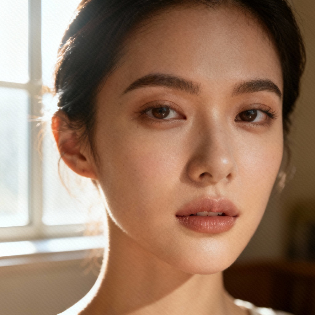 AI exposure fix for backlit indoor portrait