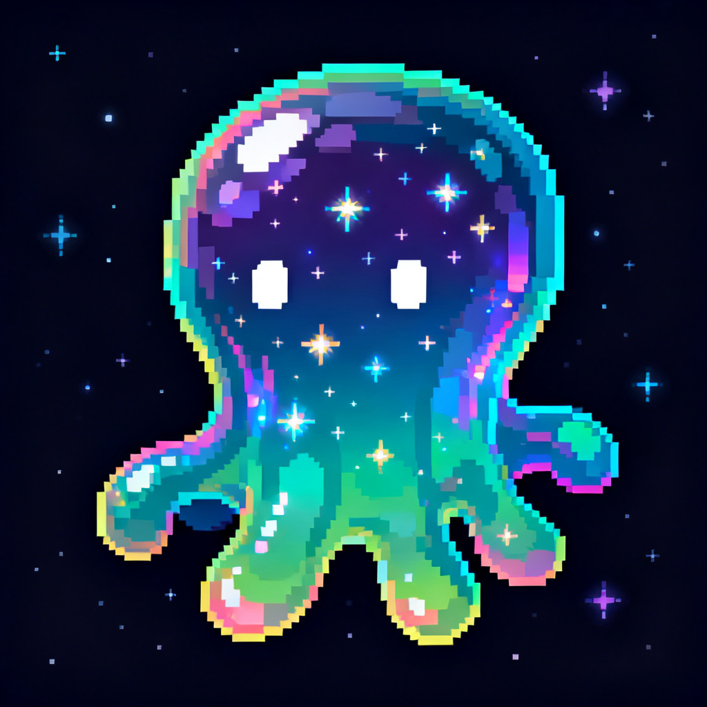 AI alien OC retro pixel space slime sprite