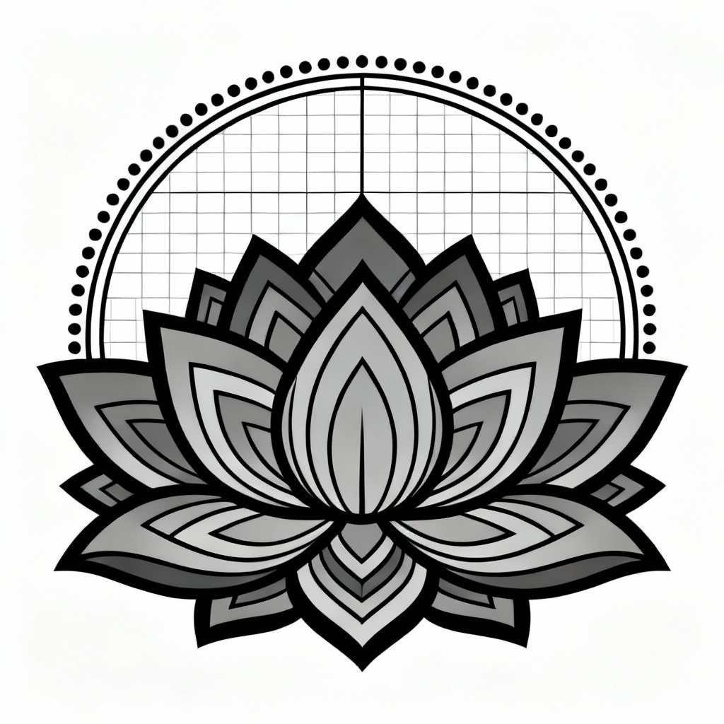 Mandala lotus back tattoo with geometric petals