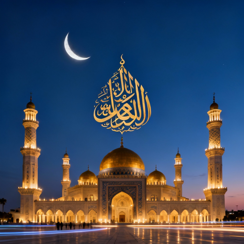 AI mosque calligraphy night art
