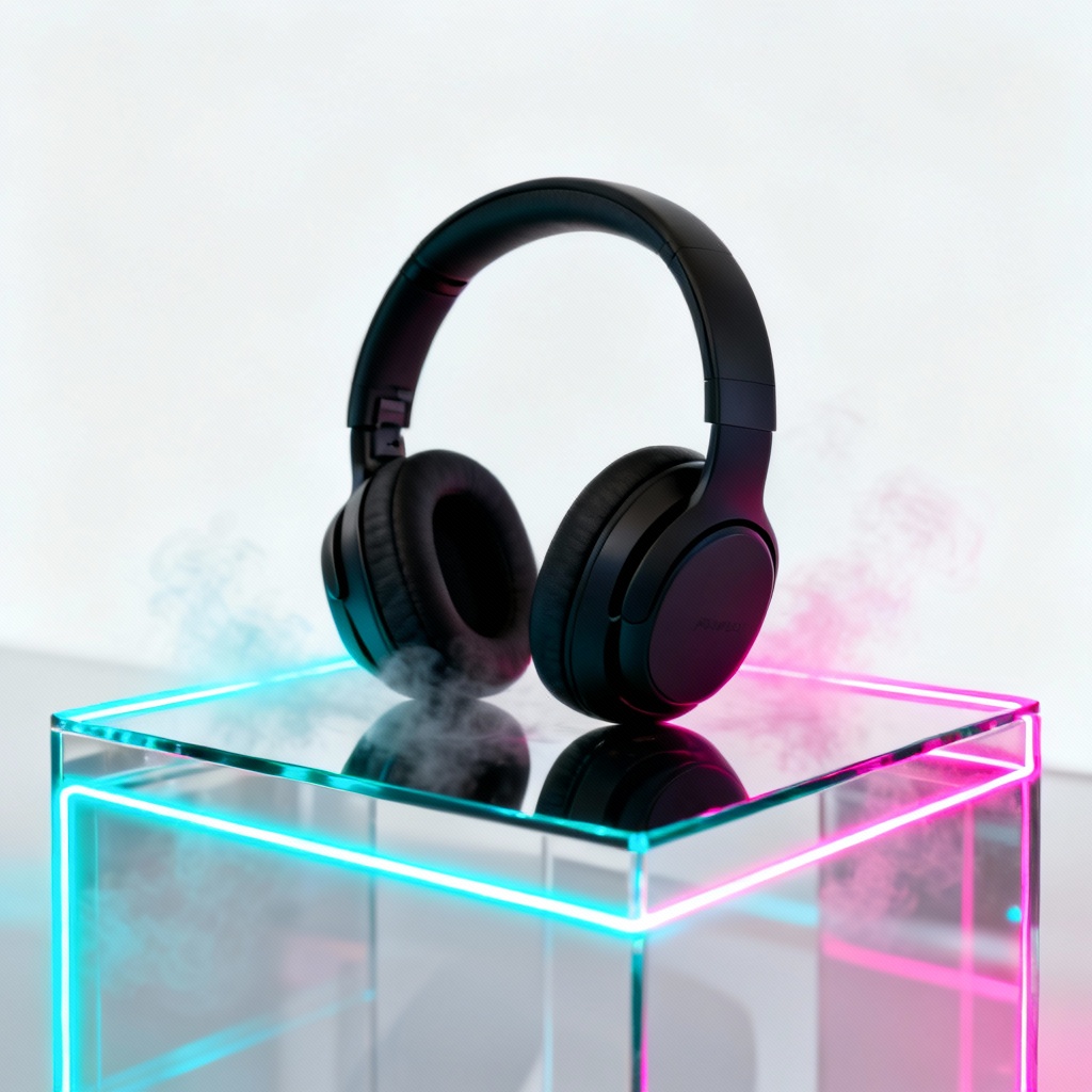 AI neon glow product photography background