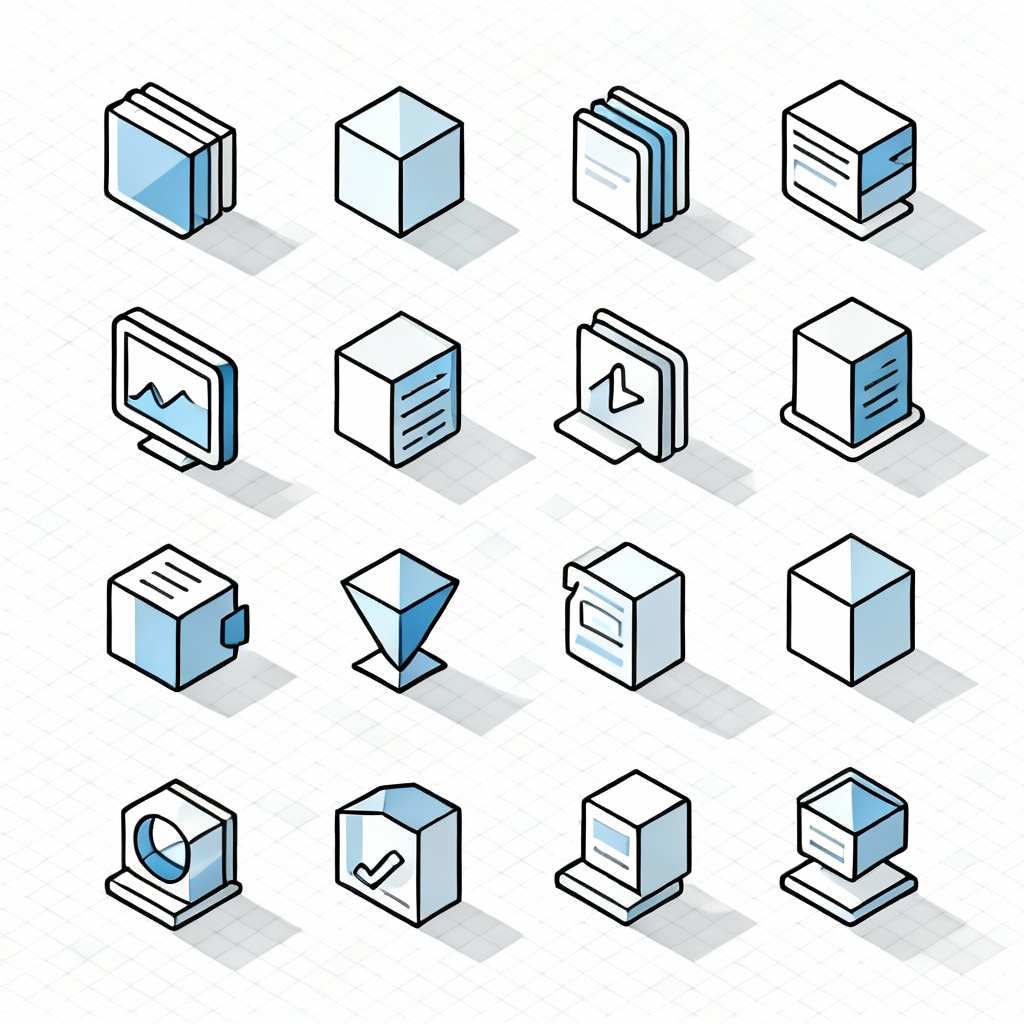 AI isometric icon set for UI